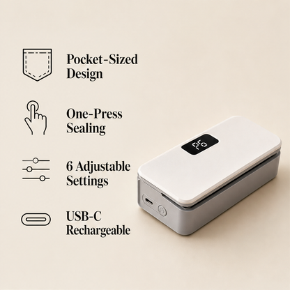 Seelio – Rechargeable Heat Seal Tool with Built-In Cutter + 50% OFF features