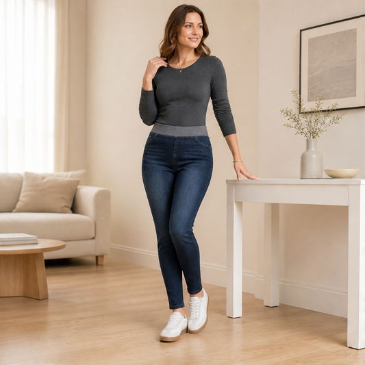 Easeloom – High Rise Pull-On Slim Fit Dark Wash Denim Jeans + 50% OFF lifestyle