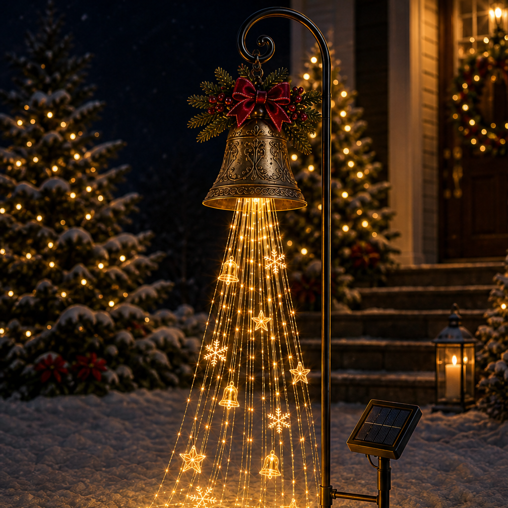 Hollowbrook – Solar Bronze Bell Cascade Christmas Yard Light + 50% OFF lifestyle