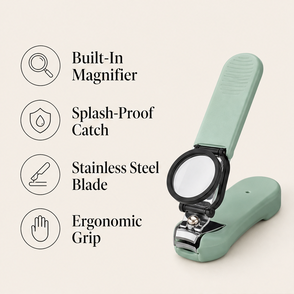 ClipLens – Magnifier Nail Clippers with Splash-Proof Catch Box + 1+1 FREE features