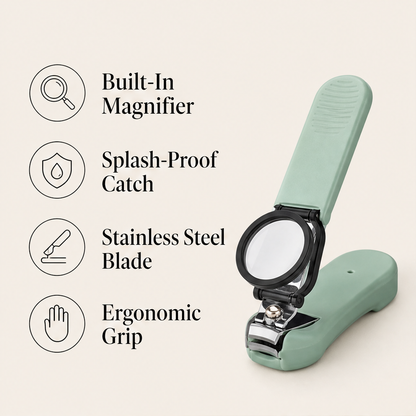 ClipLens – Magnifier Nail Clippers with Splash-Proof Catch Box + 1+1 FREE features