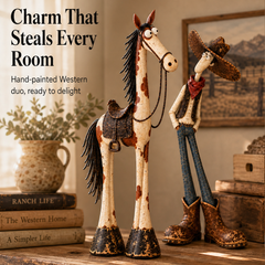 Barnwick – Hand-Painted Cowboy & Horse Figurine Duo + 50% OFF