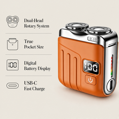 Grovane – Pocket-Size Dual-Head USB-C Rechargeable Mini Shaver + 50% OFF features