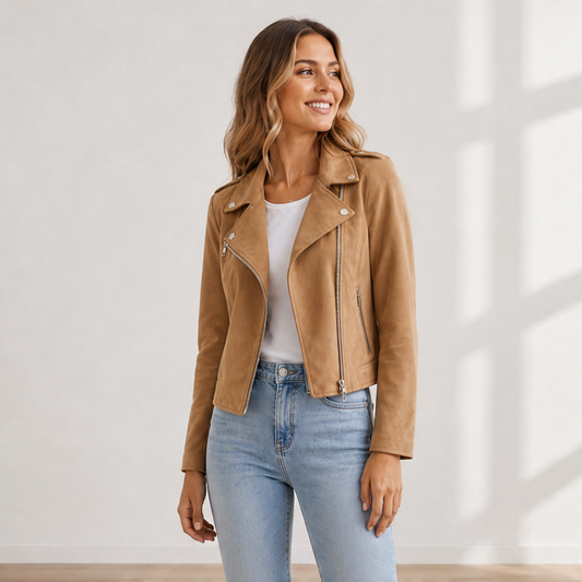 Mottley – Slim-Fit Faux Suede Moto Jacket with Metal Hardware + 50% OFF lifestyle