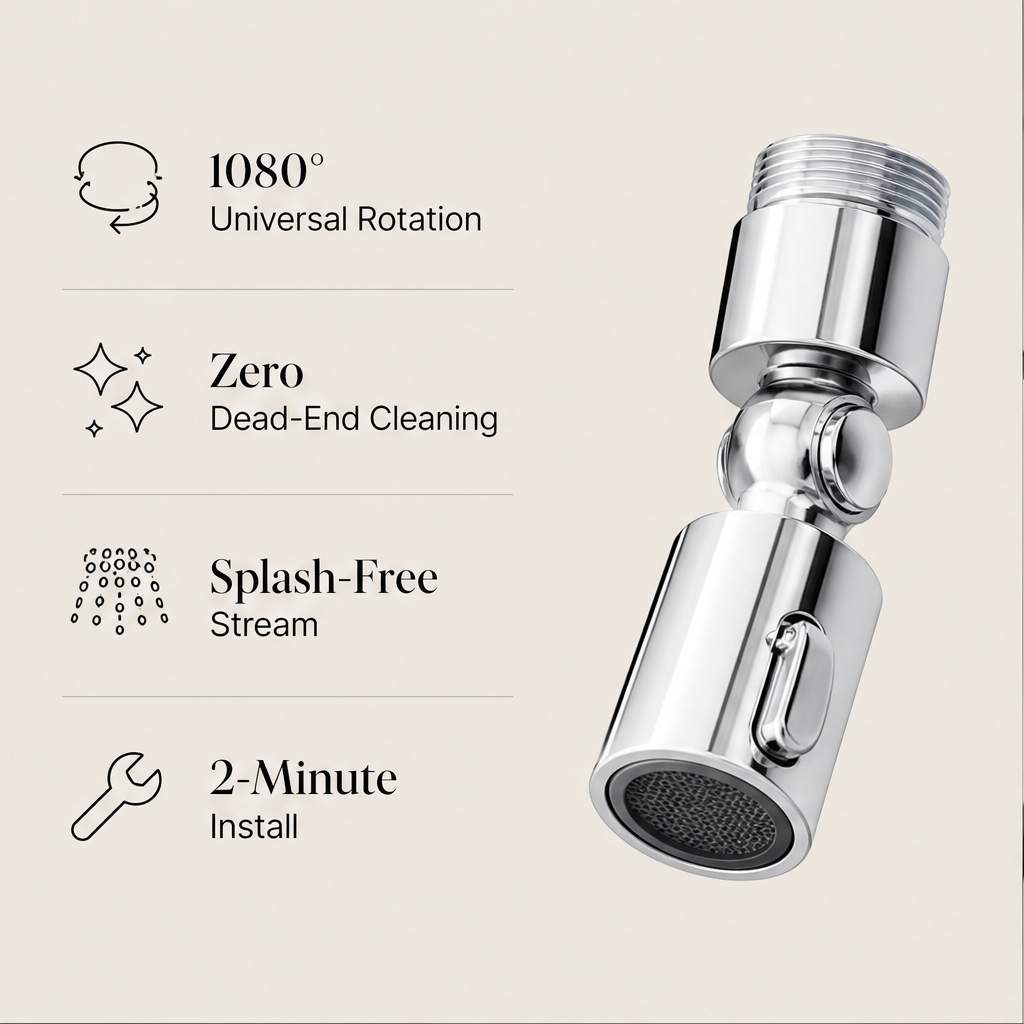 FlowArch – 1080° Rotating Splash Filter Faucet Aerator + 50% OFF features