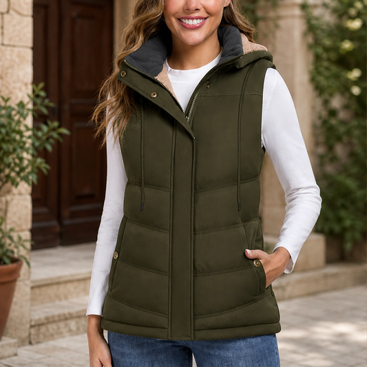 Sherwarm – Sherpa-Lined Fitted Insulated Vest with Hood + 50% OFF lifestyle