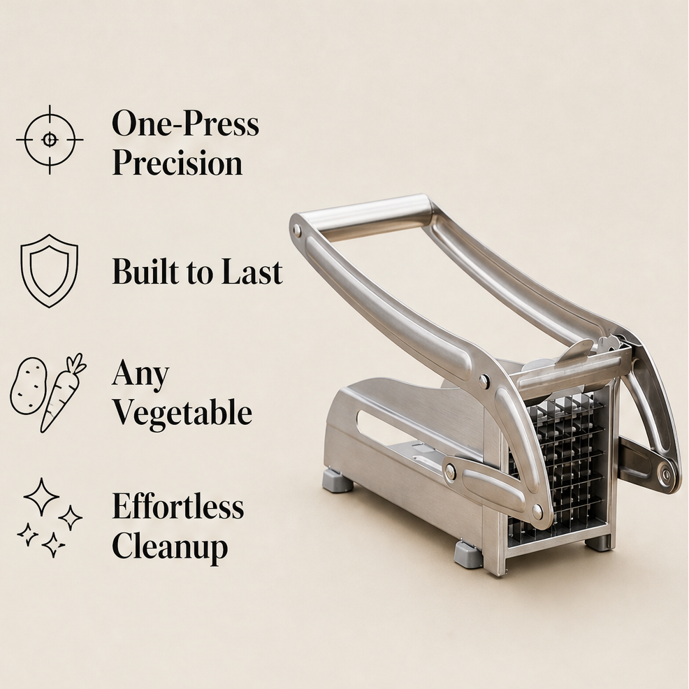 SpudForge – Stainless Steel Potato and Cucumber Slicer + 50% OFF features