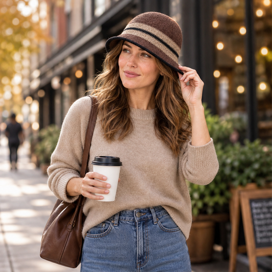 Clochet – Foldable Striped Knit Cloche Bucket Hat + 50% OFF lifestyle