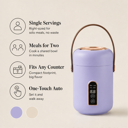 Simmerkin – Ceramic Liner Touch-Control Mini Stew Pot + 50% OFF features