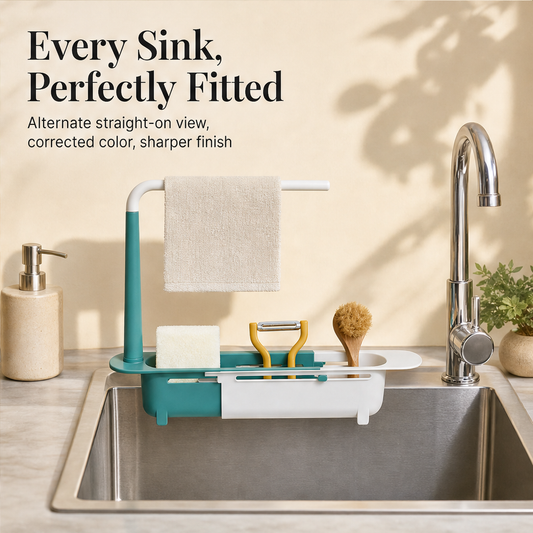 SinkCraft – Adjustable Telescopic Sink Storage Rack with Drain &amp; Towel Bar + 50% OFF features