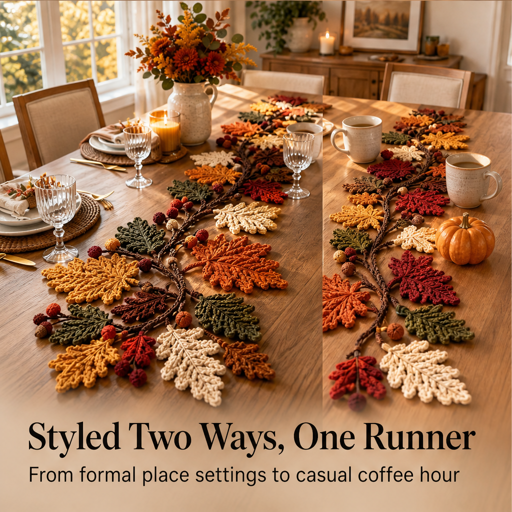 Maplecrest – Hand-Crocheted Leaf Table Runner That Never Wilts + 50% OFF detail