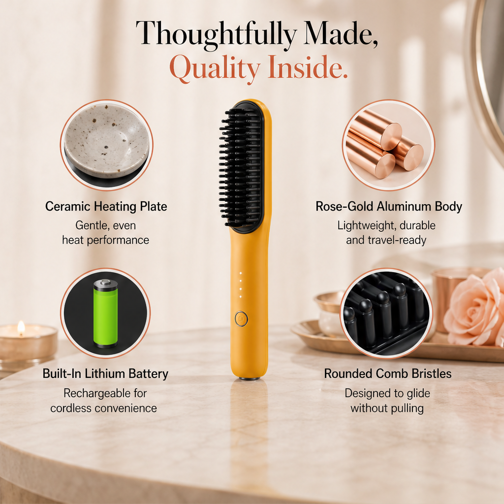 Cresslyn – Cordless Rechargeable Heated Styling Comb for Bangs and Volume + 50% OFF detail
