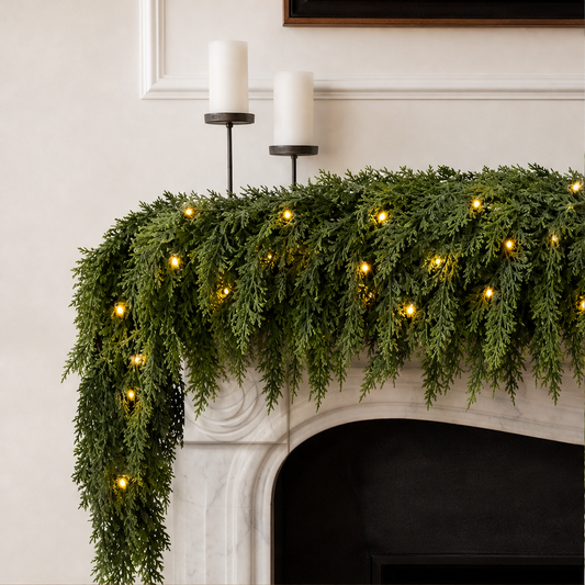 Cedarglow – Pre-Lit Cedar Garland for Mantels, Stairs & Doorways + 50% OFF lifestyle