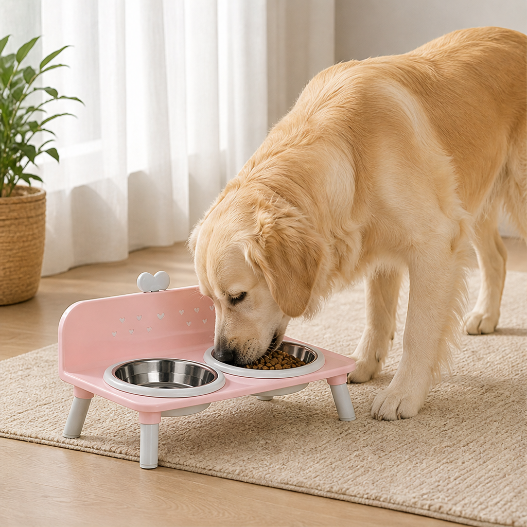 Nuzzlift – Elevated Detachable Double Bowl Pet Feeder + 50% OFF lifestyle