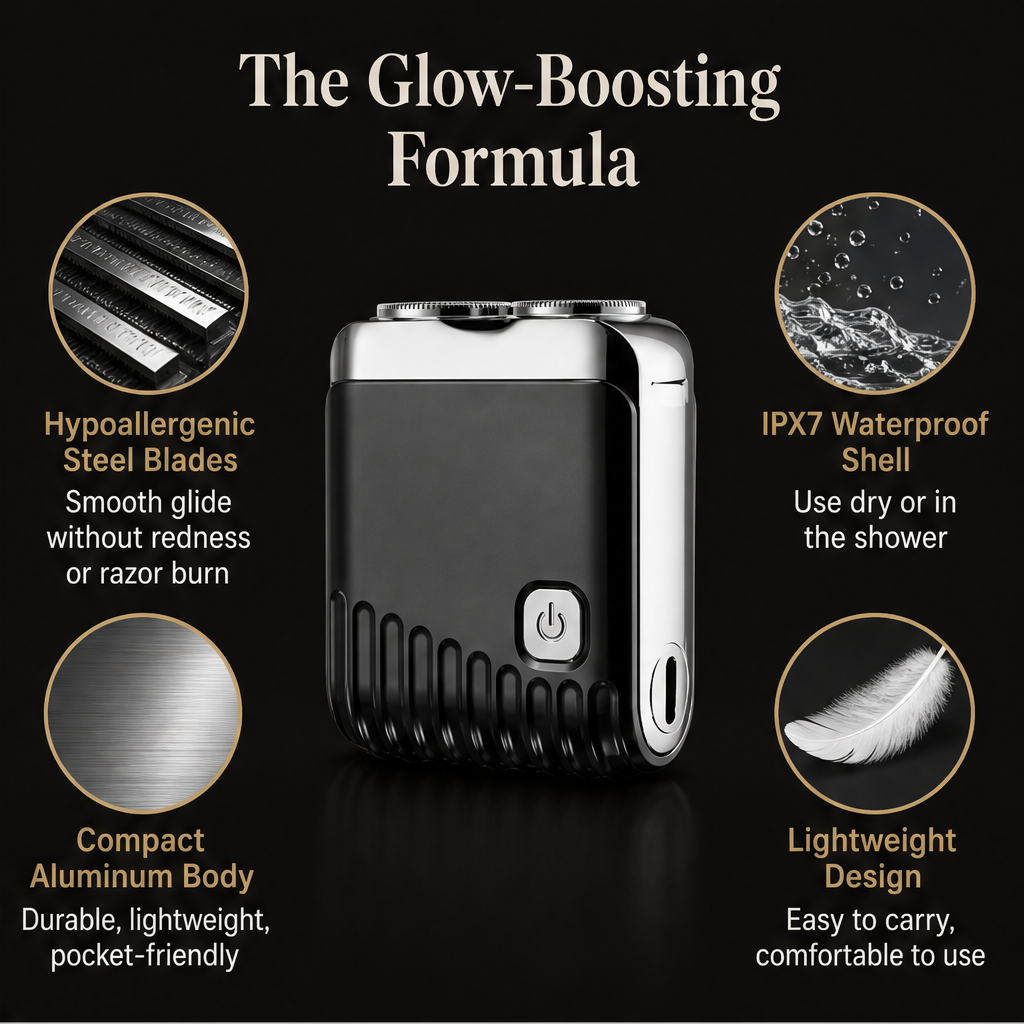 Glydeon – Travel-Size Dual-Blade Mini Electric Razor + 50% OFF detail