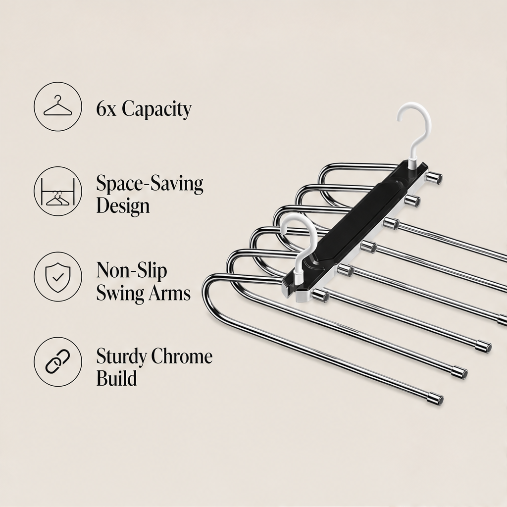 StowArch – 6-Layer Space-Saving Pants Hanger + 50% OFF features