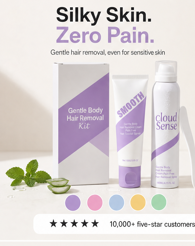 CloudSense – Pain-Free Bikini Hair Removal Cream & Spray Kit + 1+1 FREE features