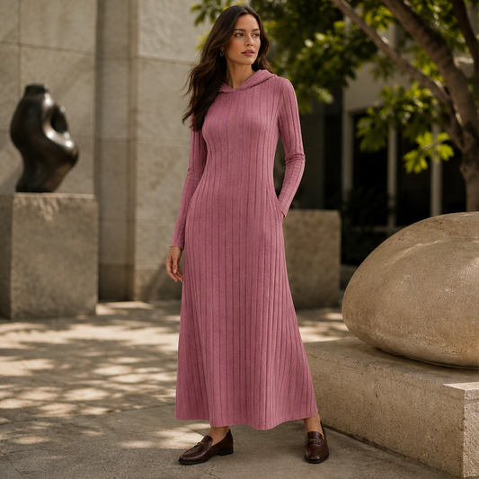 Ashwool – Ribbed-Knit Hooded Maxi Dress + 50% OFF lifestyle