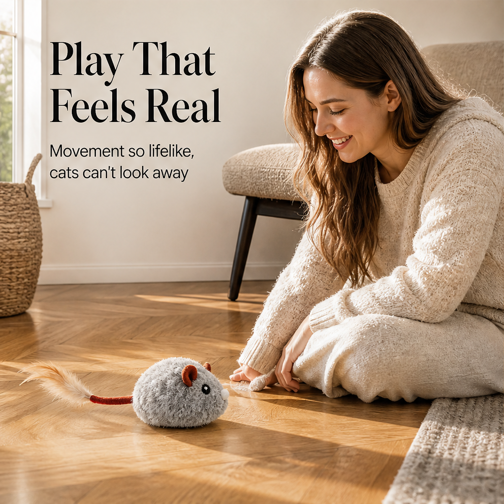 Whiskerdash – Auto-Roaming Sensor Mouse Interactive Cat Toy + 50% OFF features
