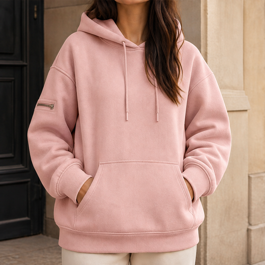 Driftwick – Cozy Fleece Hoodie with Built-In Sleep Mask + 50% OFF Pink