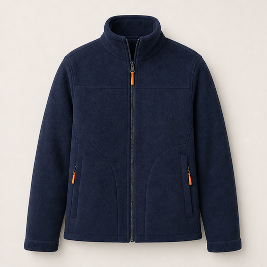 Sherpelle – Sherpa-Lined Reversible Mock Neck Zip Jacket + 50% OFF Navy