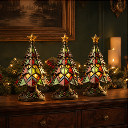 Amberglow Hollis – Stained-Glass Style Lit Christmas Tree Table Lamp + 50% OFF lifestyle
