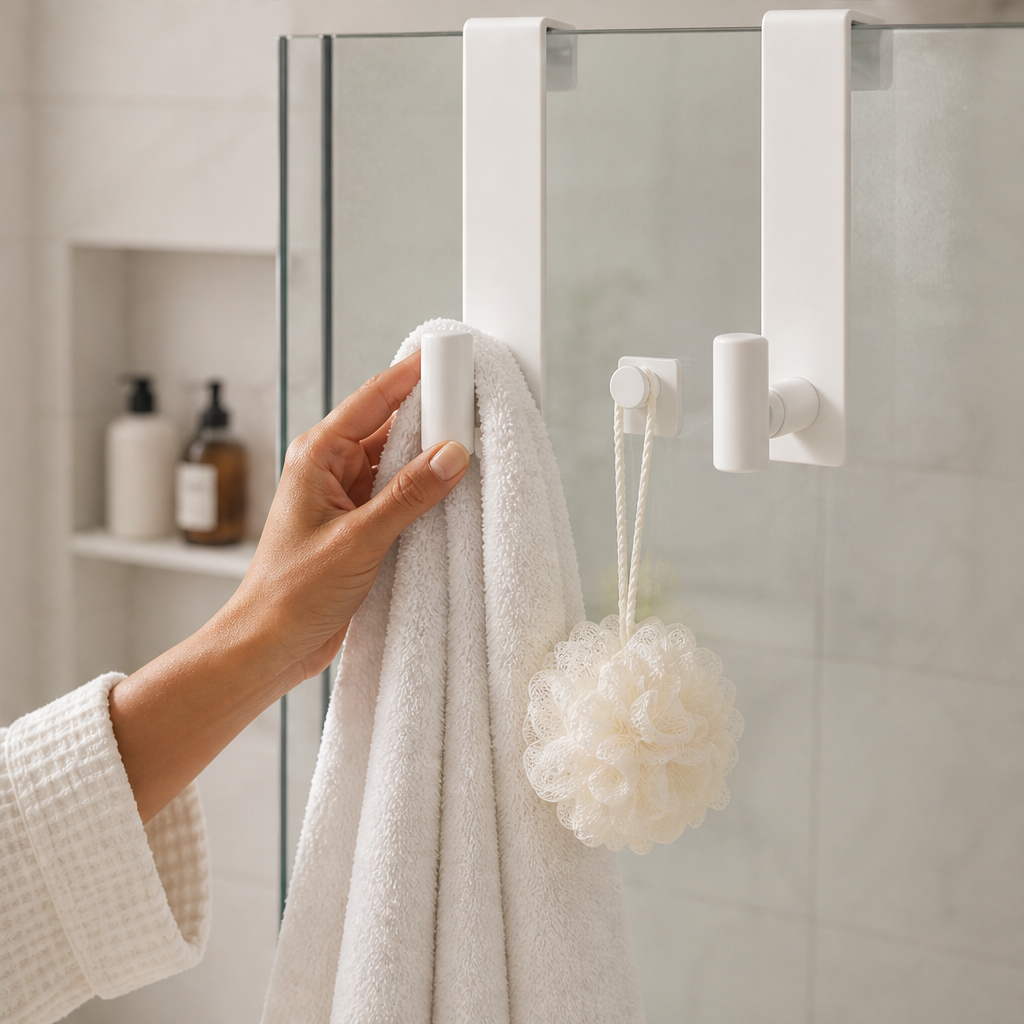 Clearwick – No-Drill Extended Arm Over The Shower Door Hooks + 50% OFF lifestyle
