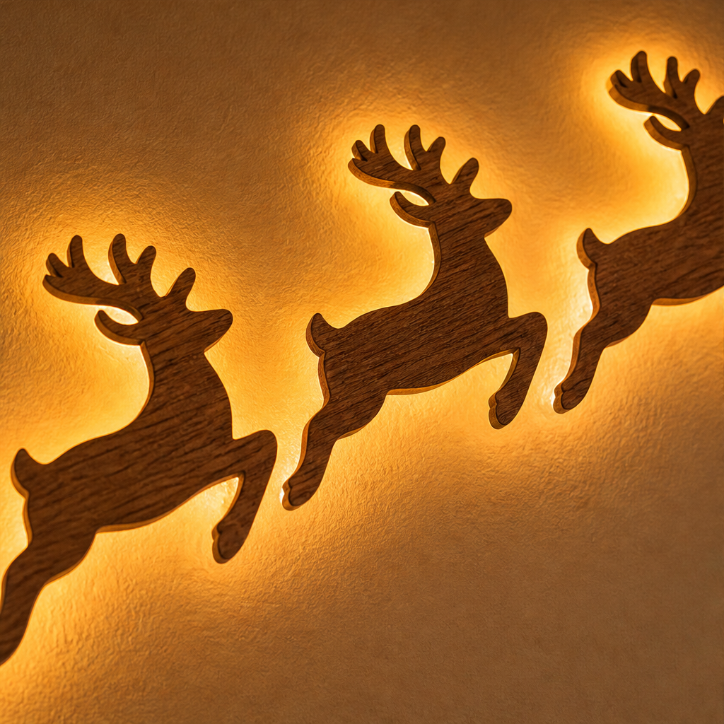 Hearthwick – Peel-and-Stick LED Wooden Santa Sleigh Wall Decor + 50% OFF lifestyle