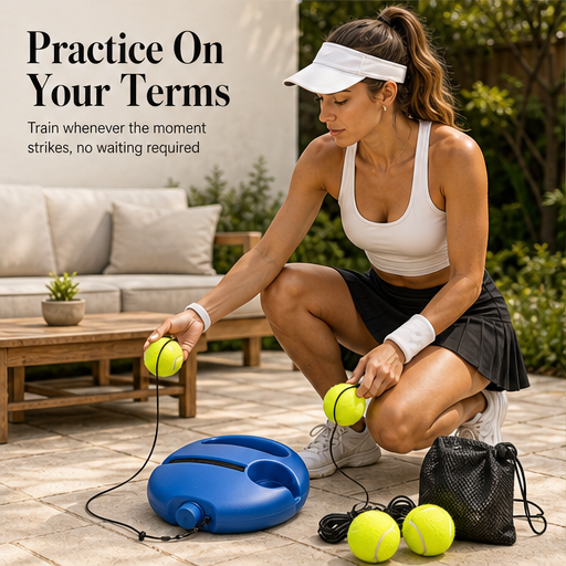 Rallywick – Solo Rebound Tennis Trainer with Cord Balls & Mesh Bag + 50% OFF features