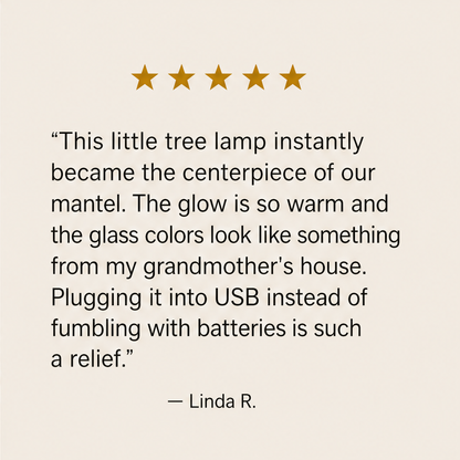 Amberglow Hollis – Stained-Glass Style Lit Christmas Tree Table Lamp + 50% OFF detail