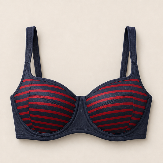 Lumielle – Lightly Padded Shimmer Balconette Bra with Invisible Lift + 1+1 FREE Navy Stripe