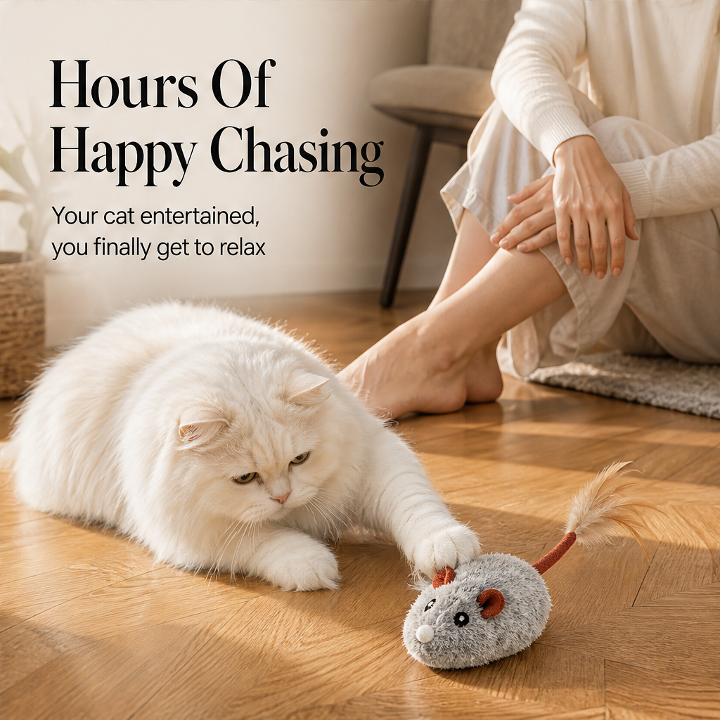Whiskerdash – Auto-Roaming Sensor Mouse Interactive Cat Toy + 50% OFF features
