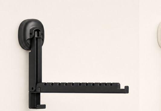 Foldrail – Fold-Flat Suction Cup Drying Rack for Tight Spaces + 50% OFF Black