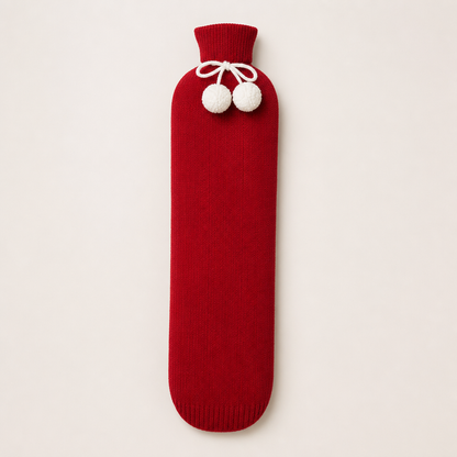 Cozybrae – Extra-Long Knit-Cover Hot Water Bottle for Aches & Cold Nights + 50% OFF Red