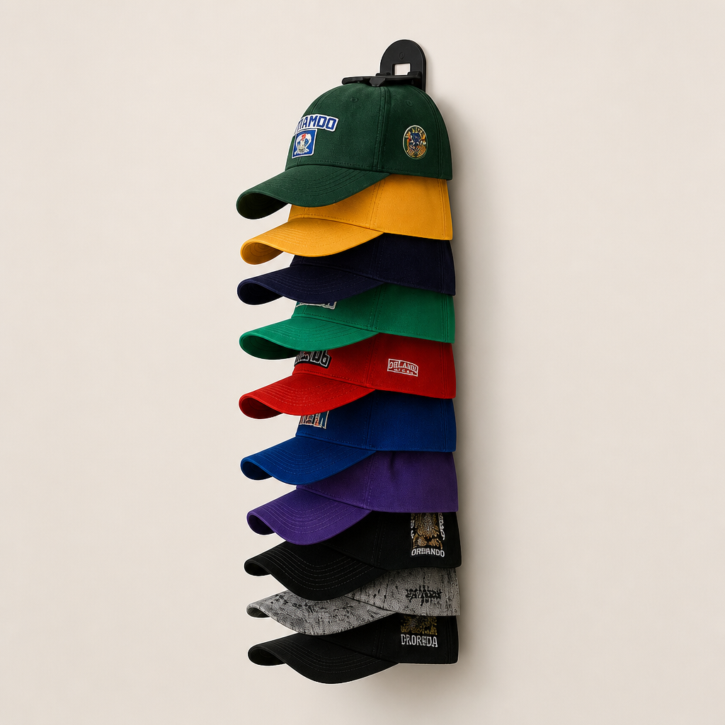 CrownHold – Space-Saving 10-Hat Wall Rack with Locking Hooks + 50% OFF Black