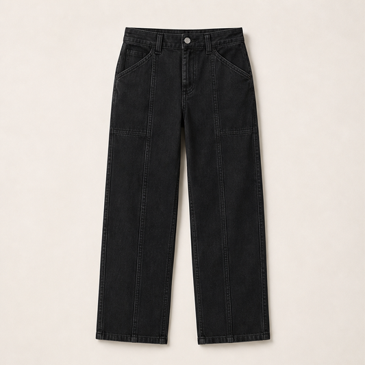 Vertaline – Tailored Straight-Leg Reinforced Seam Trousers + 50% OFF Black