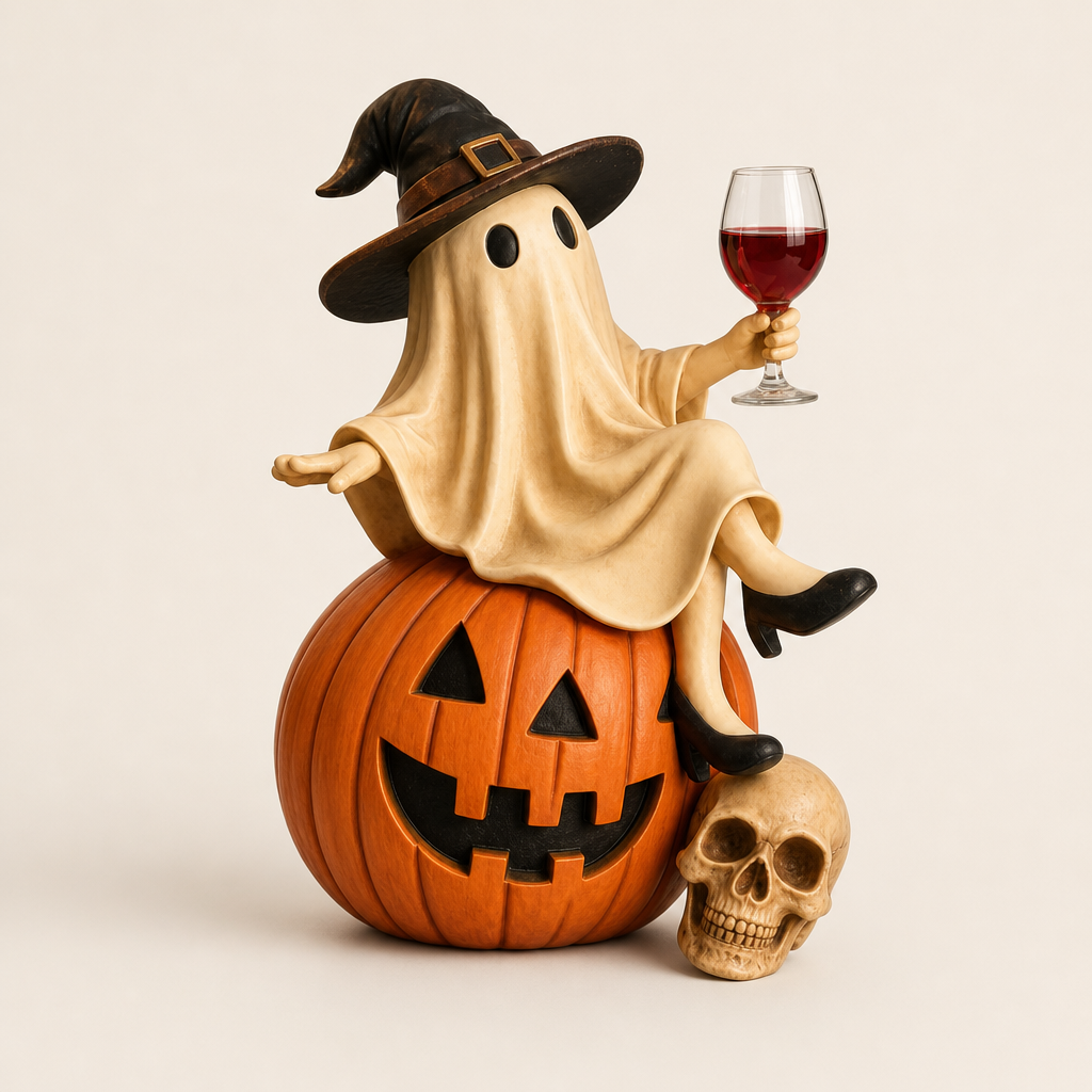 Hollowmere – Hand-Painted Resin Ghost Wine Night Halloween Decor + 50% OFF Beige