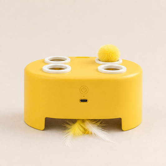 Pawnza – 3-Mode Pop-Up Interactive Whack-a-Mole Cat Toy + 50% OFF Yellow