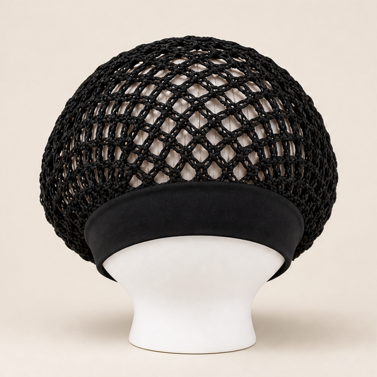 Curlanest – Roomy Mesh 3-Pack Satin-Band Hair Caps for Curls & Braids + 50% OFF Black