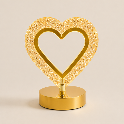 Luxelume – Faceted Crystal Heart Touch Night Light, 3-Tone Glow + 50% OFF Gold