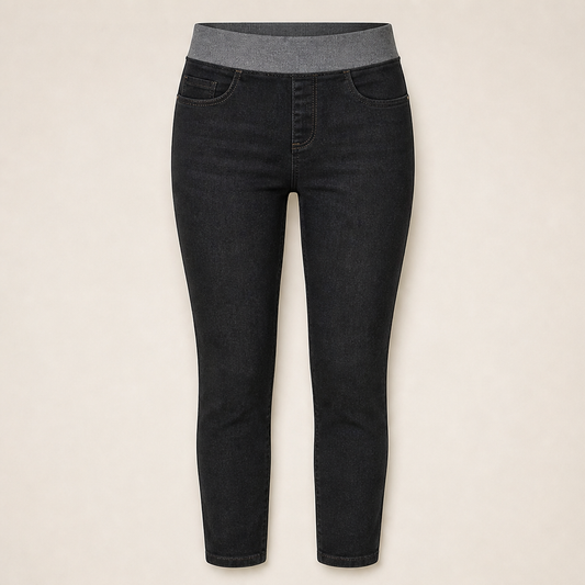 Easeloom – High Rise Pull-On Slim Fit Dark Wash Denim Jeans + 50% OFF Black