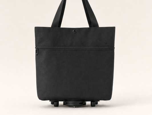 Cartelle – Foldable Rolling Tote with Hidden Wheels Shopping Trolley + 50% OFF Black