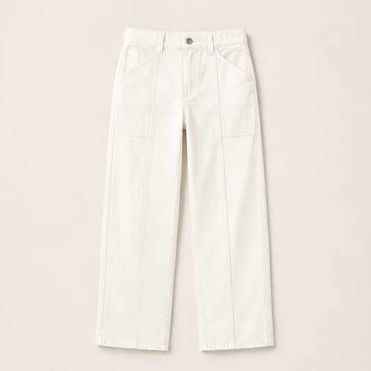 Vertaline – Tailored Straight-Leg Reinforced Seam Trousers + 50% OFF White