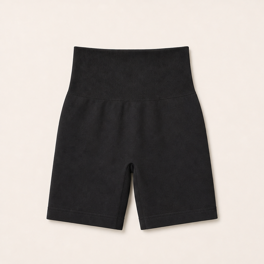 Cinchwell – High-Waist Sculpting Shorts with No-Roll Waistband + 50% OFF Black