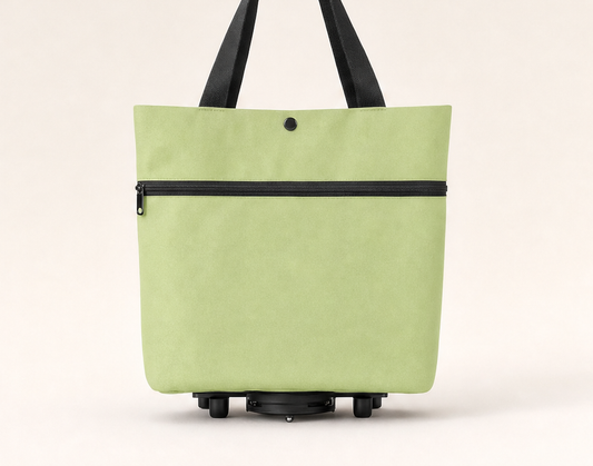 Cartelle – Foldable Rolling Tote with Hidden Wheels Shopping Trolley + 50% OFF Sage Green