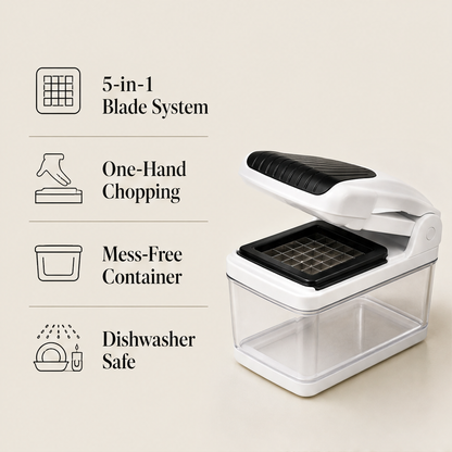Choprix – 15-in-1 Stainless Steel Blade Vegetable Chopper with Container + 50% OFF features