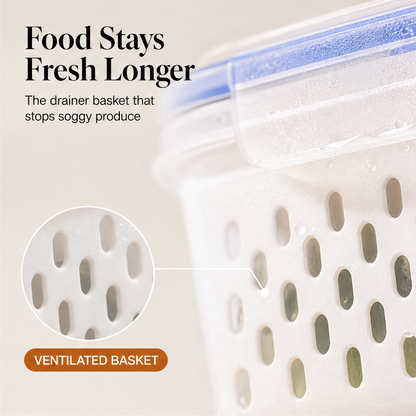 Crispholm – Drainer Basket Airtight Food Storage Container Set + 50% OFF features