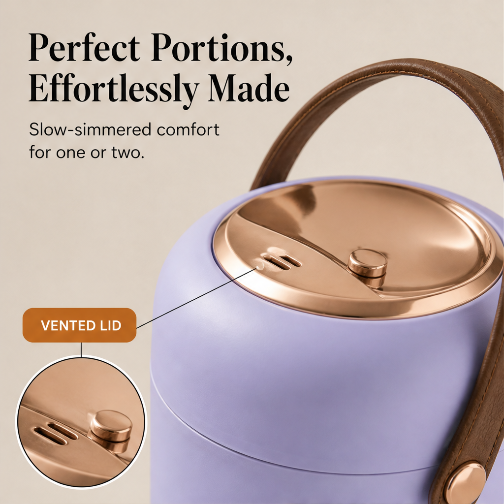 Simmerkin – Ceramic Liner Touch-Control Mini Stew Pot + 50% OFF features