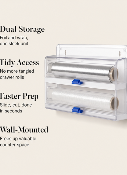 Slidewick – Dual-Roll Wall-Mounted Cling Film and Foil Cutter + 50% OFF features