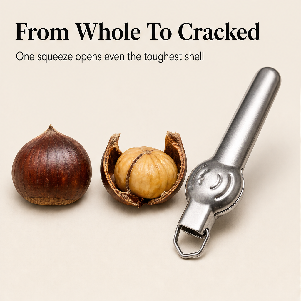 ShellSnap – Lever-Assisted Stainless Steel Chestnut Nut Cracker + 50% OFF detail